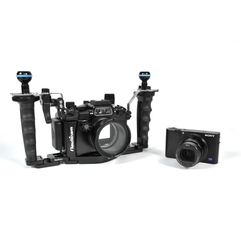 Nauticam RX100 MKV Pro-Paket mit Schiene, Griffen, Kugelköpfen und Vakuumventil