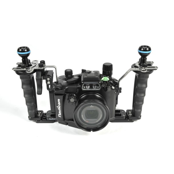 Nauticam RX100 MKV Pro Package with tray, handles, armballs and vacuum valve