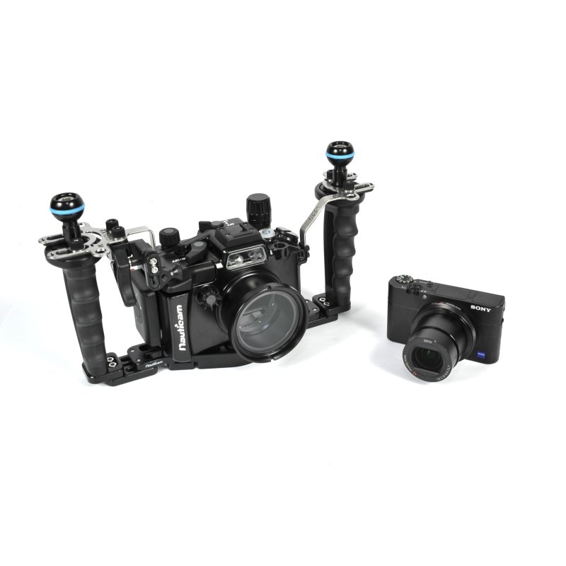 Nauticam RX100 MKV Pro-Paket mit Schiene, Griffen, Kugelköpfen und Vakuumventil