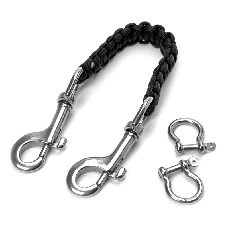 Lanyard with double snap bolt (black - 32cm)