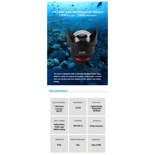 Weefine WFL09S Unterwasser Ultra-Weitwinkel-Konvertierungsobjektiv