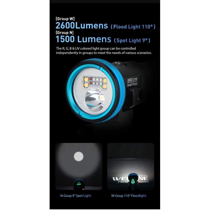 Weefine Smart Focus 2600 Diving Video Light
