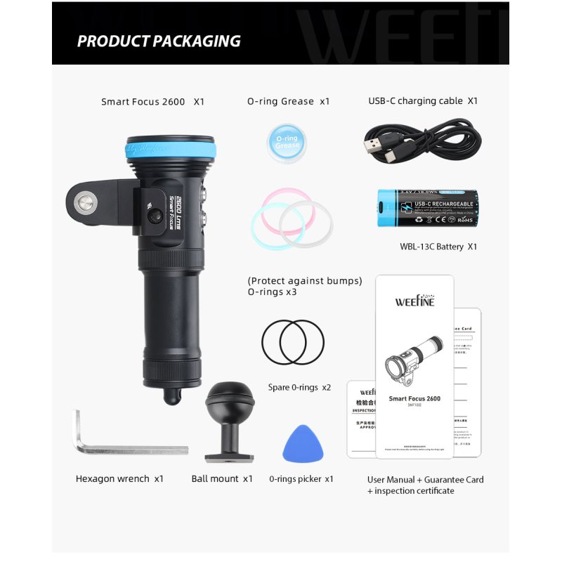 Weefine Smart Focus 2600 Diving Video Light