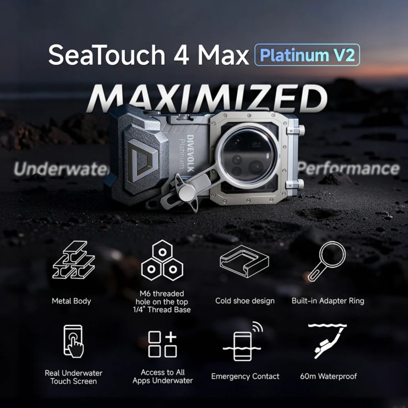 Divevolk SeaTouch 4 Max Platinum Underwater Touchscreen Housing for Smartphone