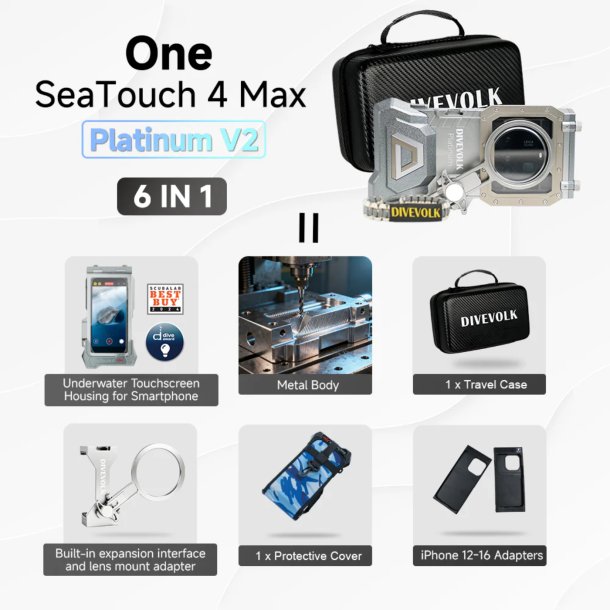 Divevolk SeaTouch 4 Max Platinum Underwater Touchscreen Housing for Smartphone