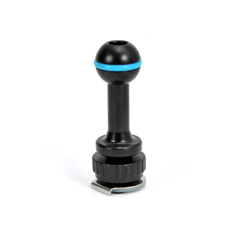 Long strobe mounting ball for cold shoe