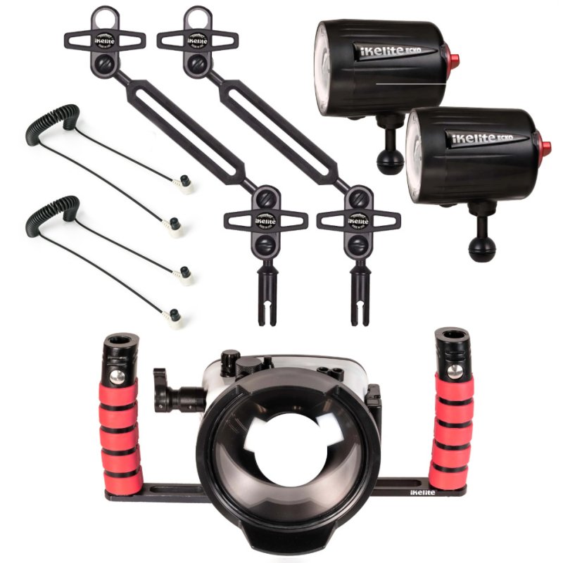Ikelite Underwater Housing for OM System Tough TG-7, TG-6 and Ecko Strobes Wide Angle Kit-FG