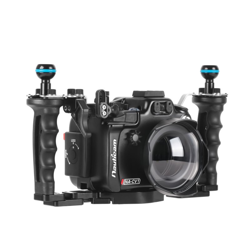 Nauticam NA-CV1 Pro Package for Canon PowerShot V1 Digital Camera (inc. flexitray, right handle, two balls, M16 valve, shutter extension)