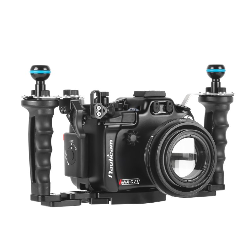 Nauticam NA-CV1 Pro Package for Canon PowerShot V1 Digital Camera (inc. flexitray, right handle, two balls, M16 valve, shutter extension)