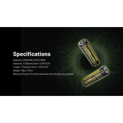 Nitecore 21700 NL2160HPi 6000mAh Li-Ion battery