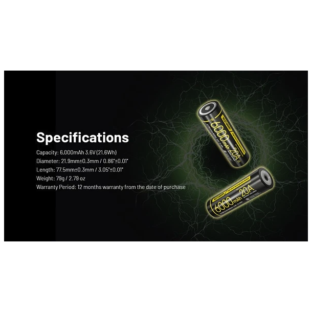 Nitecore 21700 NL2160HPi 6000mAh Li-Ion battery