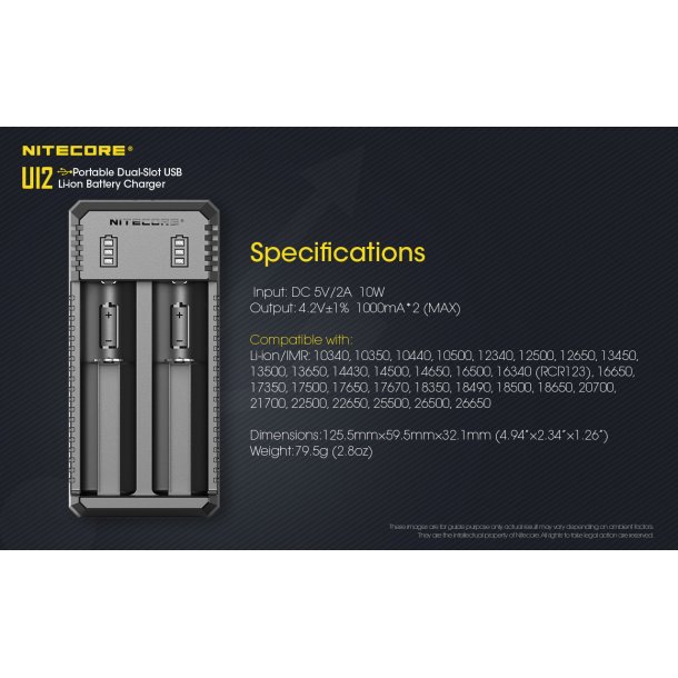 Nitecore UI2 - 2 slot USB Fast Charger