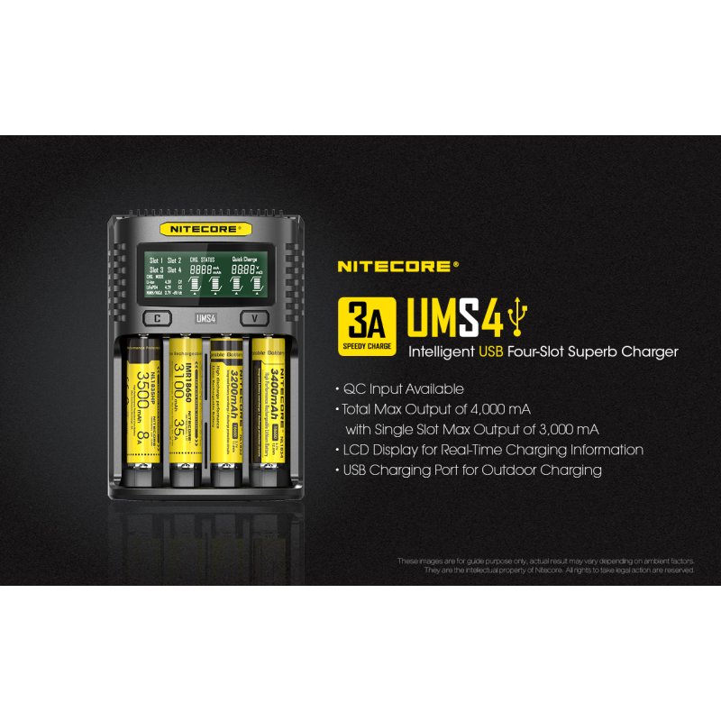 Nitecore UMS4 - 4 slot USB Fast Charger