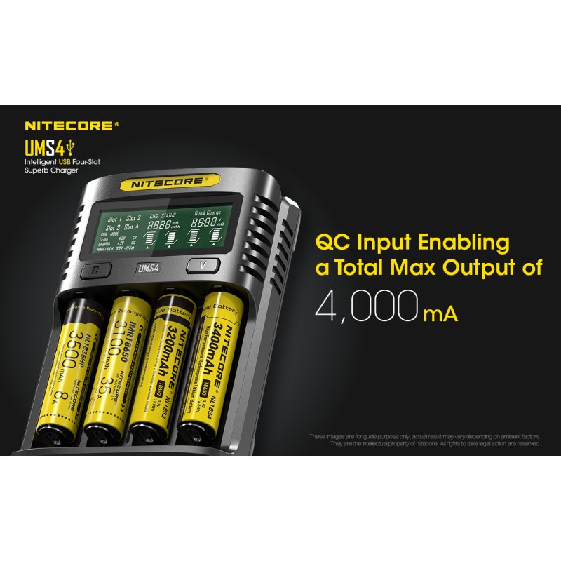 Nitecore UMS4 - 4 slot USB Fast Charger