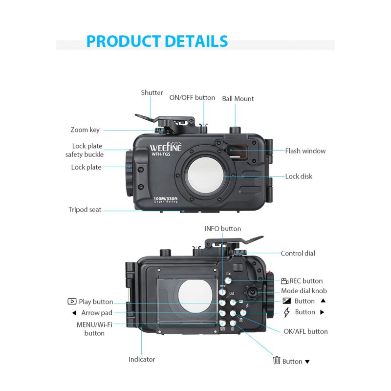 WeeFine TGS Underwater Housing for OM SYSTEM TG-5, TG-6 and TG-7
